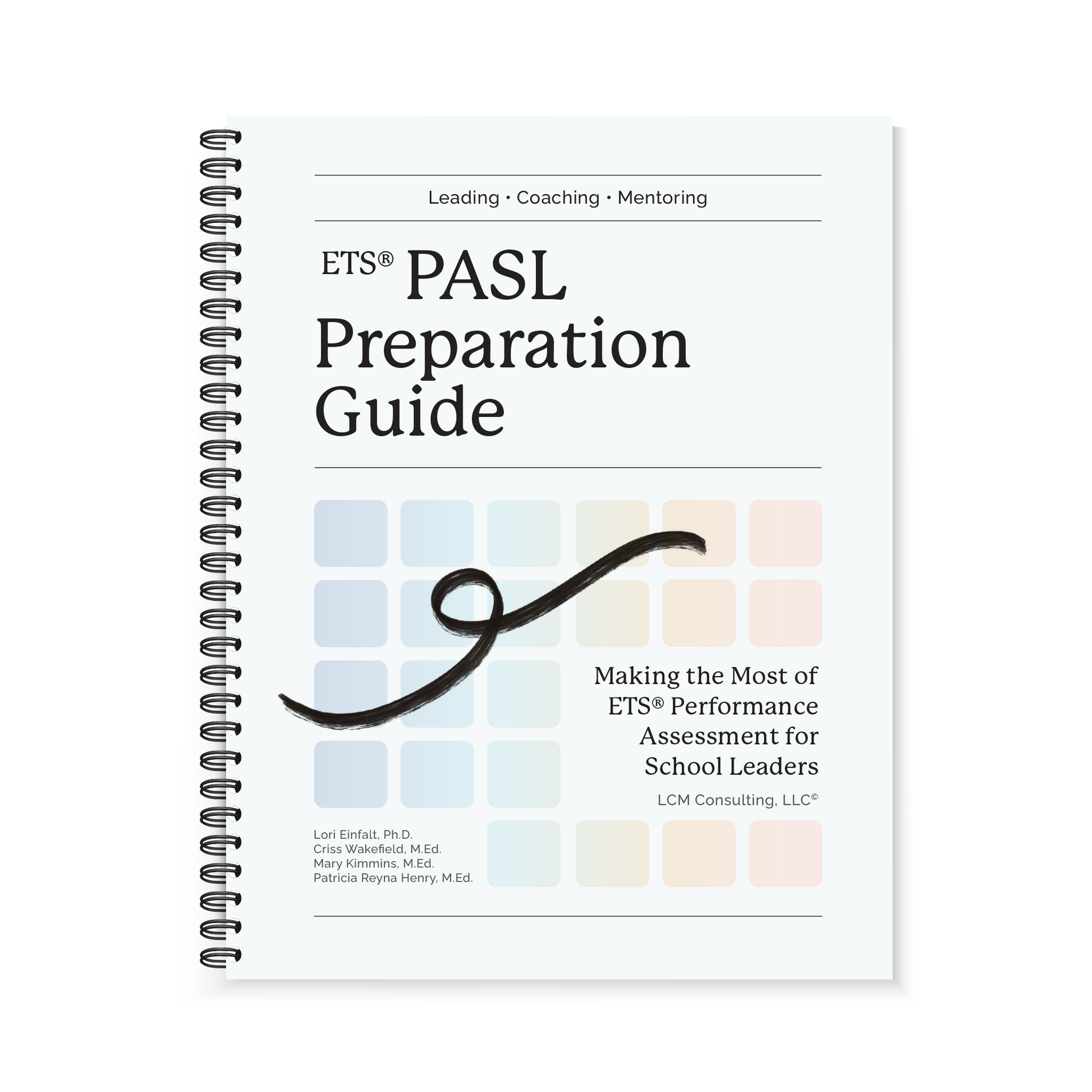 Colorful squares adorn the front cover of the PASL Preparation Guide book.
