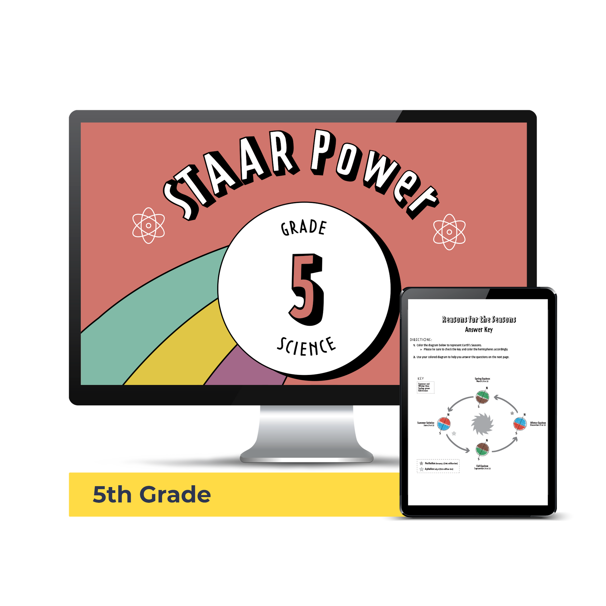 Computer screen with a preview of the downloadable PDF for the Science STAAR Power: Grade 5 product.