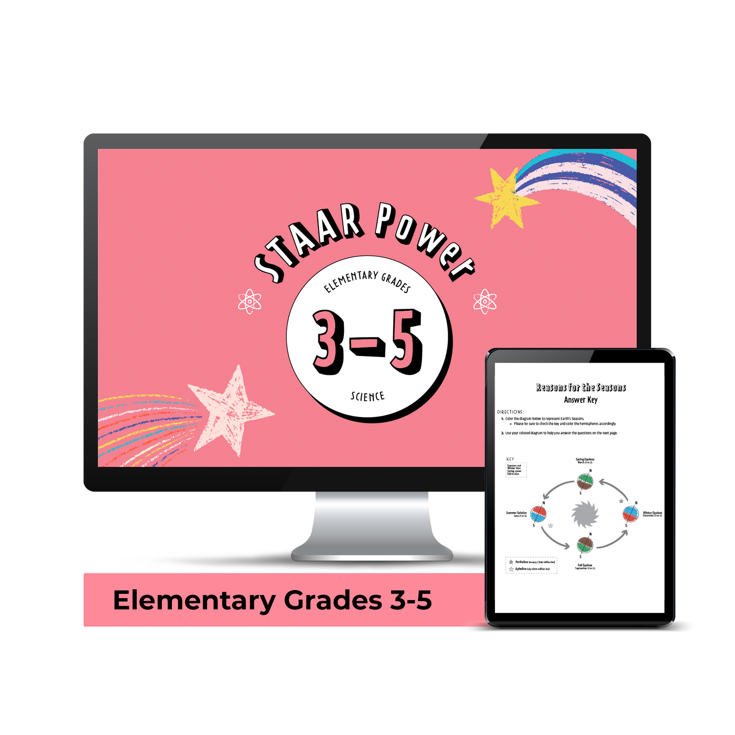 Computer screen with a preview of the downloadable PDF for the Science STAAR Power: Grade 5 product.
