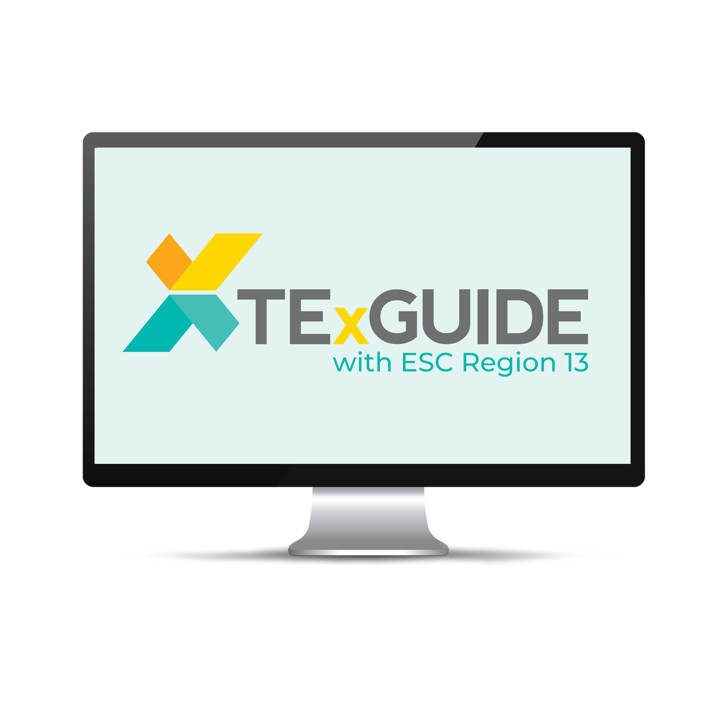 Computer screen with a light blue background displaying the TexGuide logo.