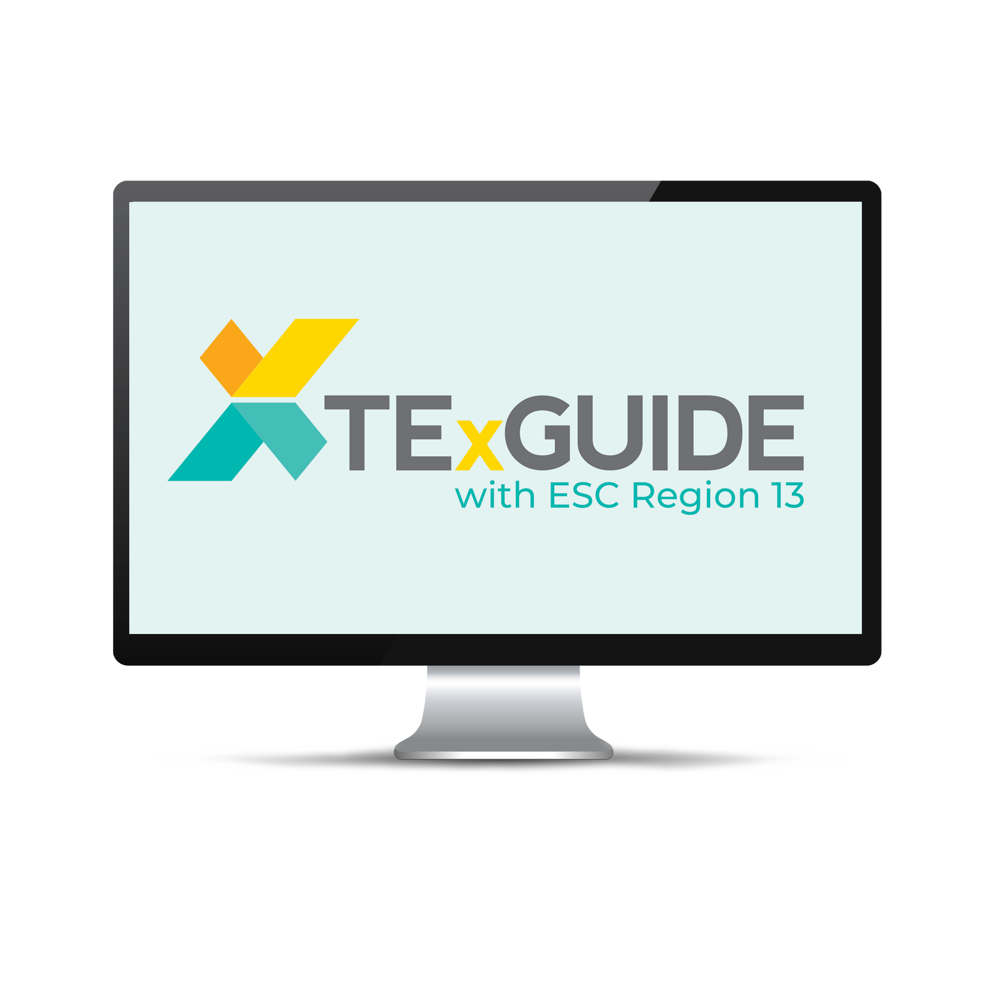 Computer screen with a light blue background displaying the TexGuide logo.