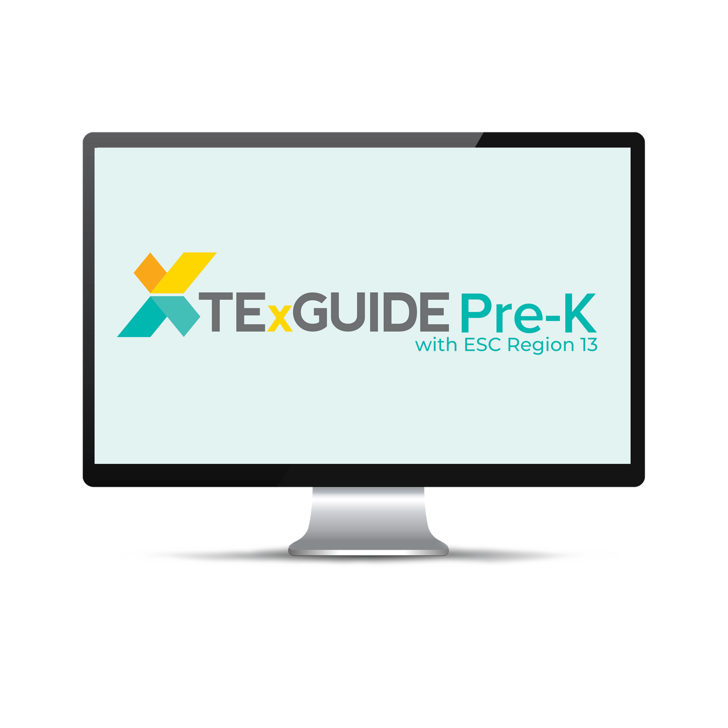 Computer screen with a light blue background displaying the TexGuide Pre-K logo.