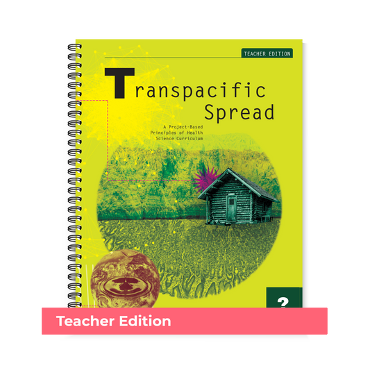 Preview of the yellow front cover with a blue/green cabin on the front of the Region 13 The The Transpacific Spread (Teacher Edition, Spiral-Bound) book.