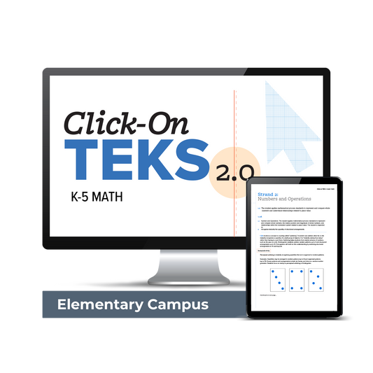 Click-On TEKS 2.0 Elementary Campus License: K-5 Math (Downloadable PDFs)