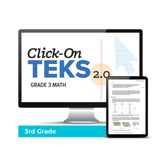 Click-On TEKS 2.0: Grade 3 Math (Downloadable PDF)