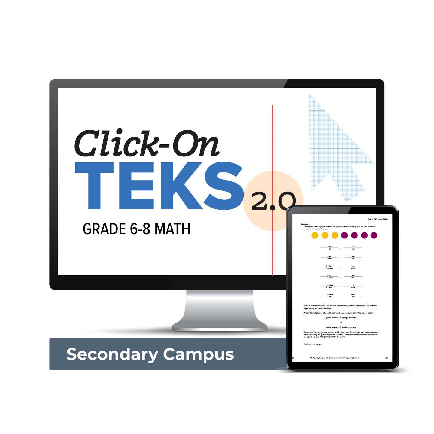 Click-On TEKS 2.0 Secondary Site License: Grade 6-8 Math (Downloadable PDFs)