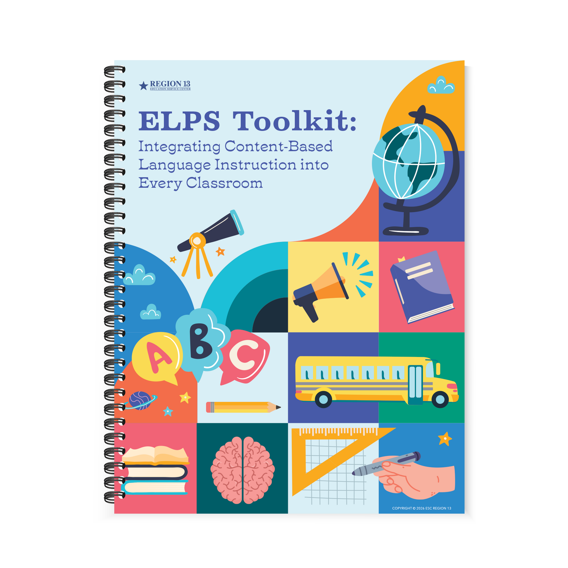 Colorful cover of the ELPS Toolkit Spiral bound book