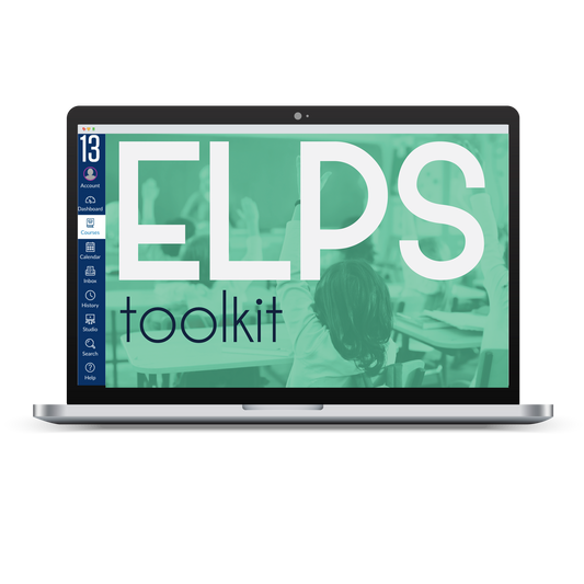 Laptop screen displaying a preview of the online course ELPS Toolkit  on the Canvas platform.