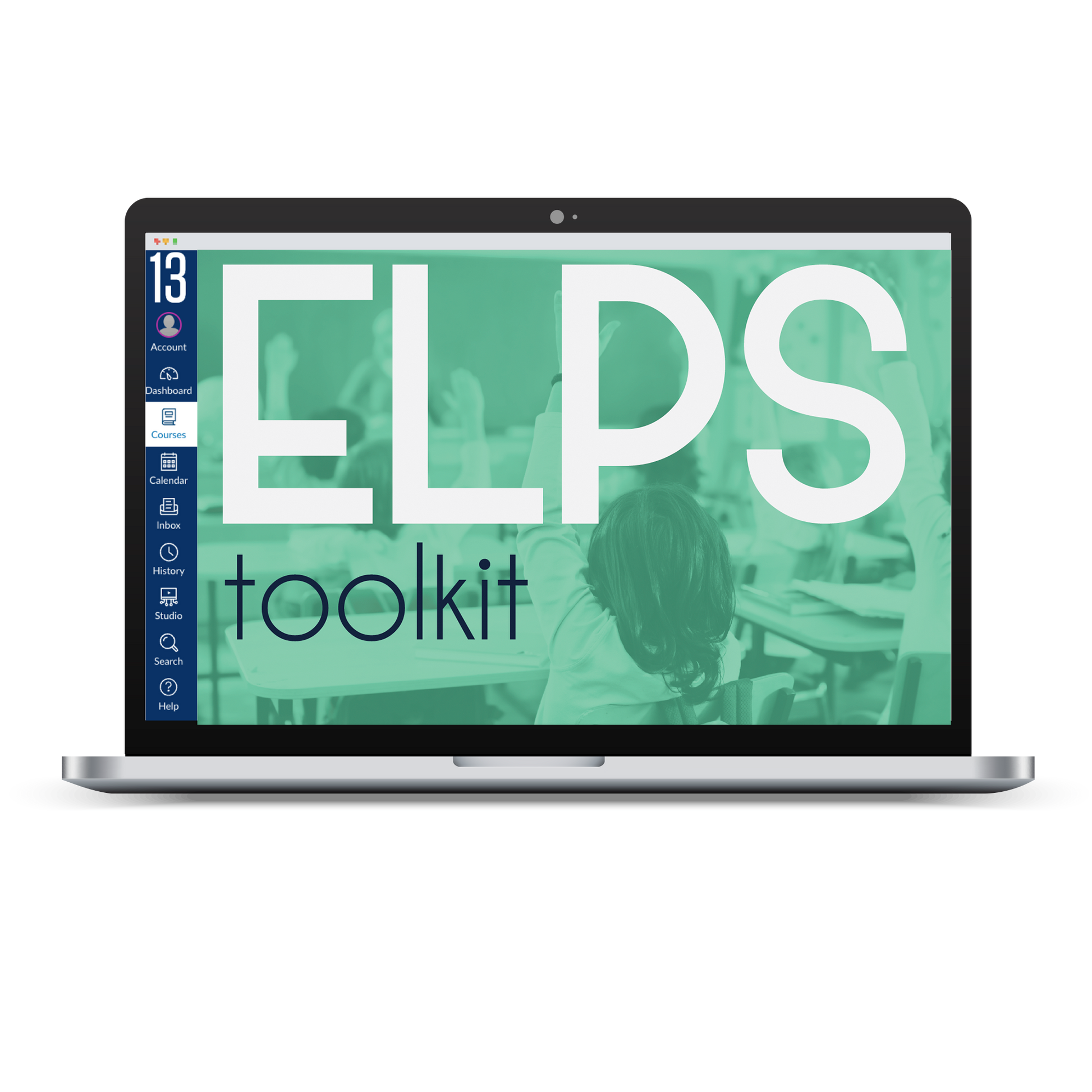 Laptop screen displaying a preview of the online course ELPS Toolkit  on the Canvas platform.