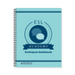 Preview of the blue cover with two conversation bubbles on the front of the Region 13 ESL Academy Participant Guidebook (Spiral-Bound).