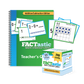 Preview of the green and blue spiral-bound Teacher's Edition for the FACTastic Math Strategy Cards for Addition/Subtraction. The box and cards are also featured.