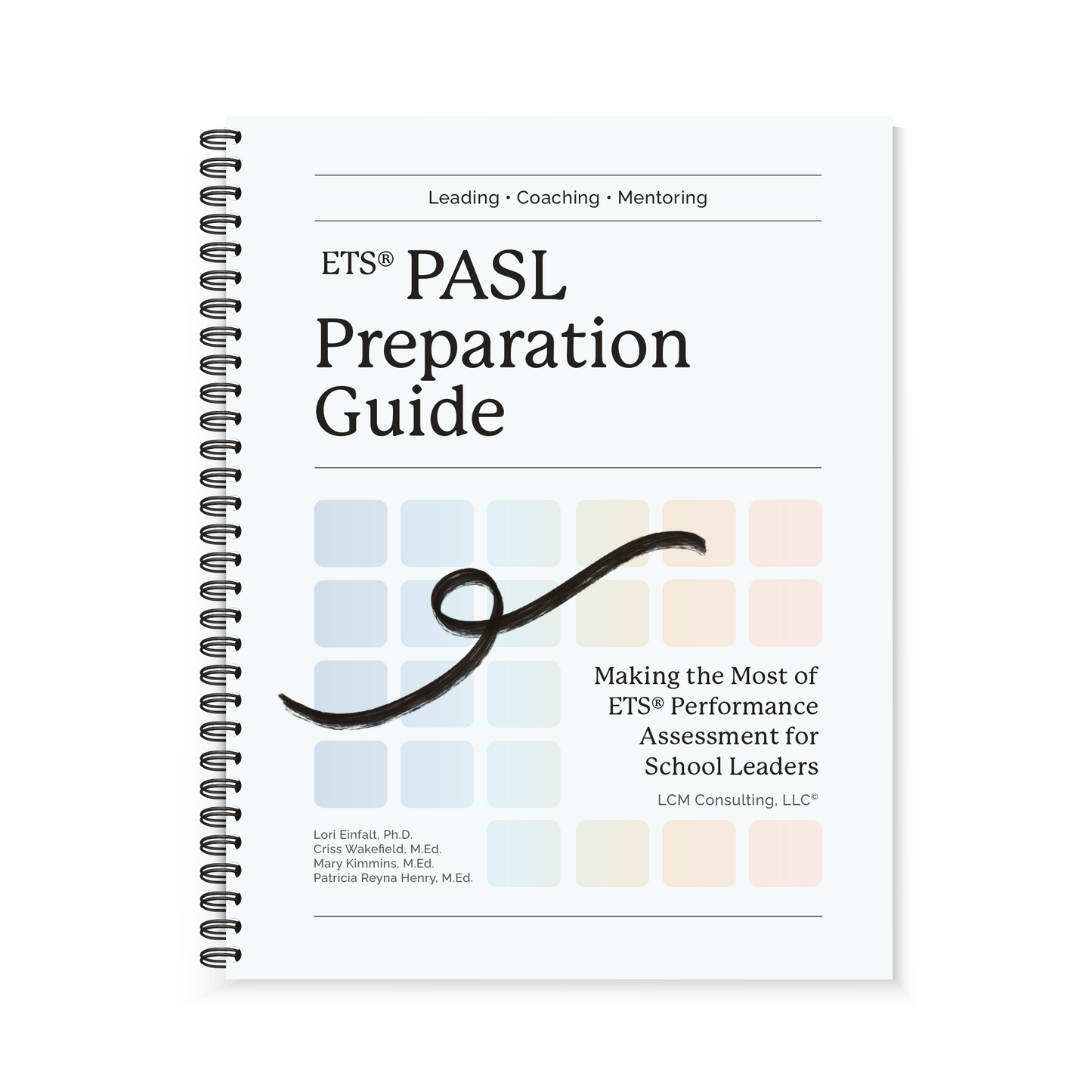 Colorful squares adorn the front cover of the PASL Preparation Guide book.