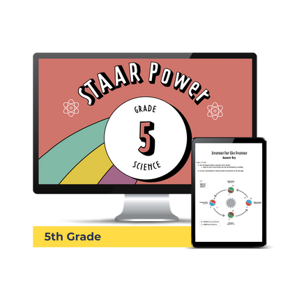 Computer screen with a preview of the downloadable PDF for the Science STAAR Power: Grade 5 product. 