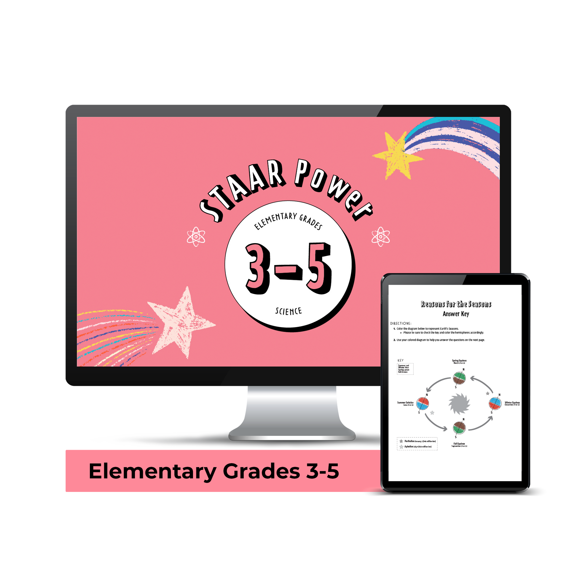 Computer screen with a preview of the downloadable PDF for the Science STAAR Power: Grade 5 product. 