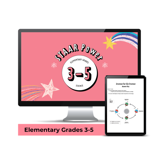 Computer screen with a preview of the downloadable PDF for the Science STAAR Power: Grade 5 product. 