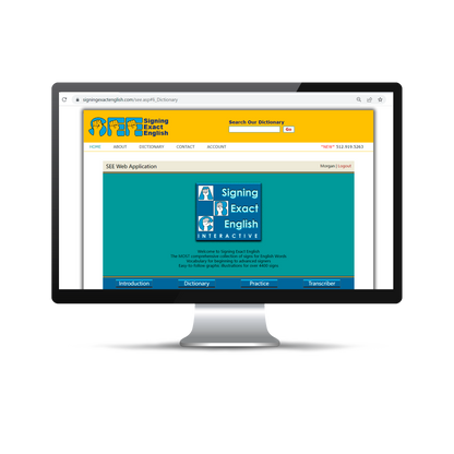 Computer monitor with a preview of the SEE Online Dictionary website