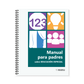 Cover image with icons of numbers, lightbulb, curtains, and people on the front of the Spanish edition of Region 13's SPED Parent Handbook 2019 (Spiral-Bound) book. 