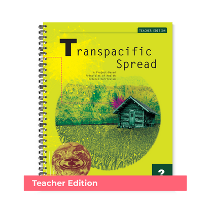 Preview of the yellow front cover with a blue/green cabin on the front of the Region 13 The The Transpacific Spread (Teacher Edition, Spiral-Bound) book.