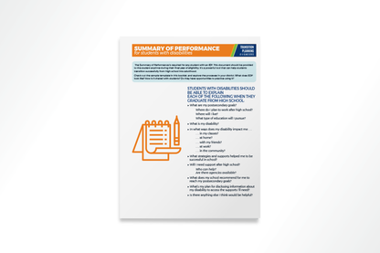 Transition Planning At-A-Glance Series:  Summary of Performance (Paperback)